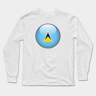 St Lucia National Flag Glossy Button Long Sleeve T-Shirt